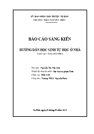 Sáng kiến kinh nghiệm Hướng dẫn học sinh tự học ở nhà