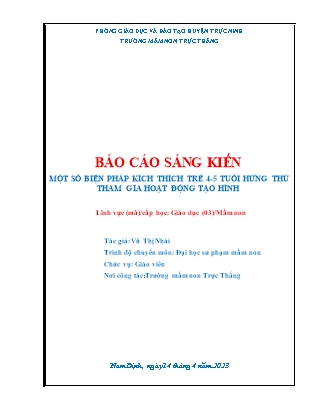 Sáng kiến kinh nghiệm Một số biện kích thích trẻ 4-5 tuổi hứng thú tham gia hoạt động tạo hình tại trường mầm non Trực Thắng