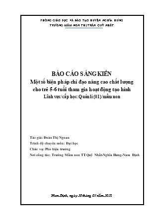Sáng kiến kinh nghiệm Một số biện pháp chỉ đạo nâng cao chất lượng cho trẻ 5-6 tuổi tham gia hoạt động tạo hình