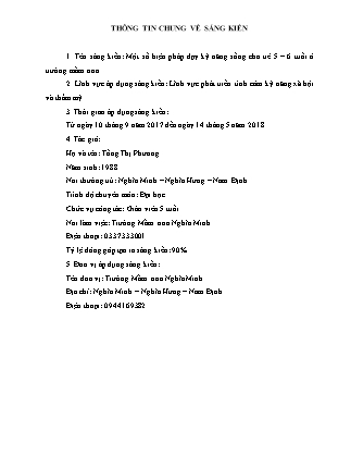 Sáng kiến kinh nghiệm Một số biện pháp dạy kỹ năng sống cho trẻ 5-6 tuổi ở trường Mầm non
