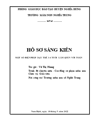 Sáng kiến kinh nghiệm Một số biện pháp dạy trẻ 3-4 tuổi làm quen với toán