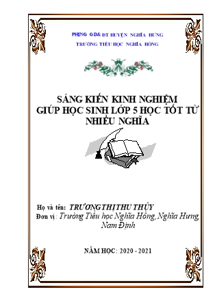 Sáng kiến kinh nghiệm Một số biện pháp giúp học sinh Lớp 5 học tốt từ nhiều nghĩa