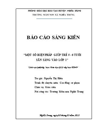 Sáng kiến kinh nghiệm Một số biện pháp giúp trẻ 5-6 tuổi sẵn sàng vào lớp