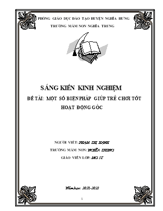 Sáng kiến kinh nghiệm Một số biện pháp giúp trẻ chơi tốt hoạt động góc