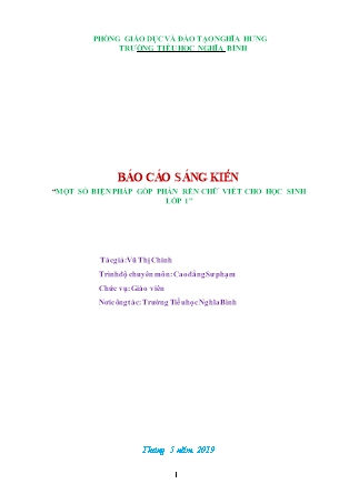 Sáng kiến kinh nghiệm Một số biện pháp góp phần rèn chữ viết cho học sinh Lớp 1