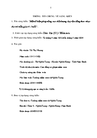 Sáng kiến kinh nghiệm Một số biện pháp nâng cao chất lượng dạy vận động theo nhạc cho trẻ mẫu giáo 4-5 tuổi