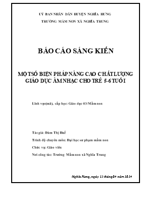 Sáng kiến kinh nghiệm Một số biện pháp nâng cao chất lượng giáo dục âm nhạc cho trẻ 5-6 tuổi
