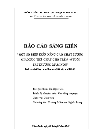 Sáng kiến kinh nghiệm Một số biện pháp nâng cao chất lượng giáo dục thể chất cho trẻ 5-6 tuổi tại trường Mầm non