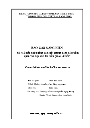 Sáng kiến kinh nghiệm Một số biện pháp nâng cao chất lượng hoạt động làm quen văn học cho trẻ mẫu giáo 3-4 tuổi
