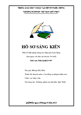 Sáng kiến kinh nghiệm Một số biện pháp nâng cao hiệu quả hoạt động làm quen với chữ cái cho trẻ 5-6 tuổi