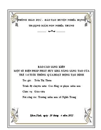 Sáng kiến kinh nghiệm Một số biện pháp phát huy khả năng sáng tạo của trẻ 5-6 tuổi thông qua hoạt động tạo hình