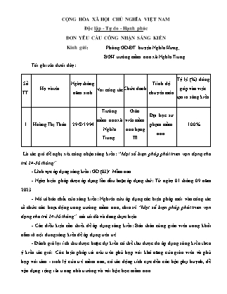 Sáng kiến kinh nghiệm Một số biện pháp phát triển vận động cho trẻ 24-36 tháng