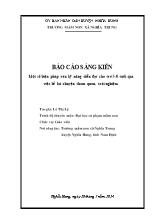 Sáng kiến kinh nghiệm Một số biện pháp rèn kỹ năng diễn đạt cho trẻ 5-6 tuổi qua việc kể lại chuyện tham quan, trải nghiệm