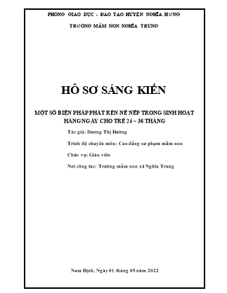 Sáng kiến kinh nghiệm Một số biện pháp rèn nề nếp trong sinh hoạt hàng ngày cho trẻ 24-36 tháng tuổi
