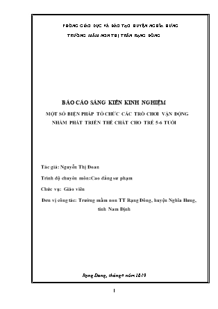 Sáng kiến kinh nghiệm Một số biện pháp tổ chức các trò chơi vận động nhằm phát triển thể lực cho trẻ lứa tuổi mẫu giáo 5-6 tuổi