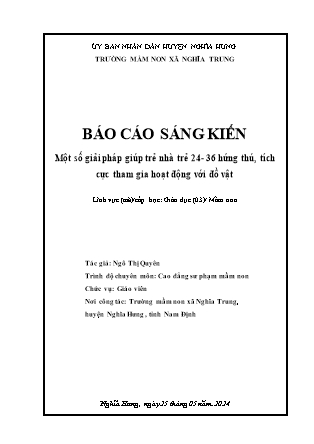 Sáng kiến kinh nghiệm Một số giải pháp giúp trẻ nhà trẻ 24-36 hứng thú, tích cực tham gia hoạt động với đồ vật