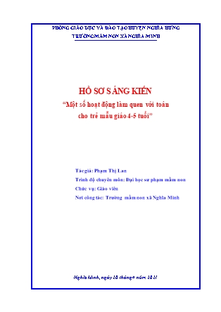 Sáng kiến kinh nghiệm Một số hoạt động làm quen với toán cho trẻ mẫu giáo 4-5 tuổi