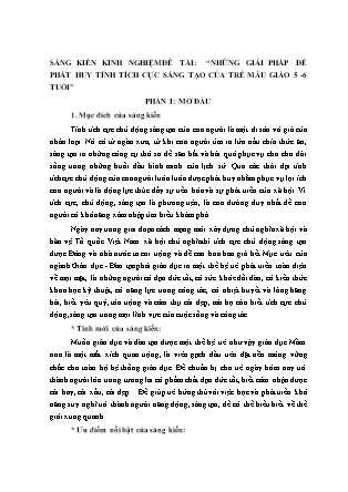 Sáng kiến kinh nghiệm Những giải pháp để phát huy tính tích cực sáng tạo của trẻ mẫu giáo 5-6 tuổi
