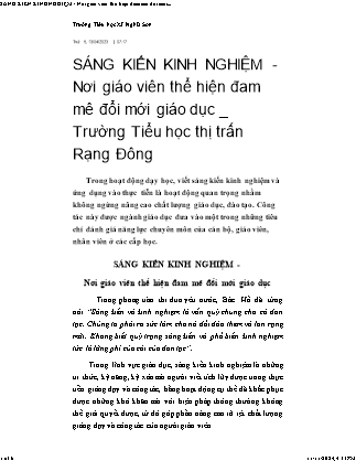 Sáng kiến kinh nghiệm Nơi giáo viên thể hiện đam mê đổi mới giáo dục