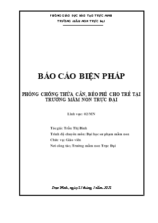 Sáng kiến kinh nghiệm Phòng chống thừa cân, béo phì cho trẻ tại trường Mầm non Trực Đại