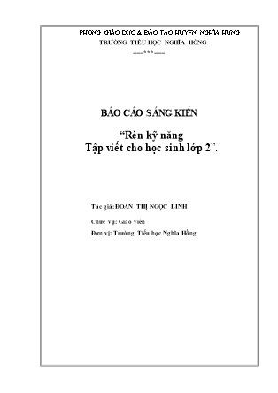 Sáng kiến kinh nghiệm Rèn kỹ năng Tập viết cho học sinh Lớp 2
