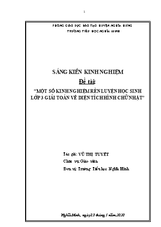 Sáng kiến kinh nghiệm Rèn luyện học sinh Lớp 3 giải toán về diện tích hình chữ nhật