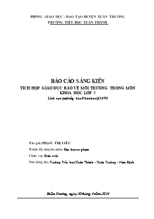 Sáng kiến kinh nghiệm Tích hợp giáo dục bảo vệ môi trường trong môn Khoa học Lớp 5