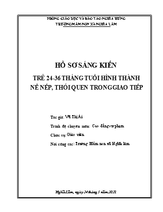 Sáng kiến kinh nghiệm Trẻ 24-36 tháng tuổi hình thành nề nếp thói quen trong giao tiếp
