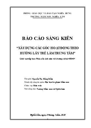 Sáng kiến kinh nghiệm Xây dựng các góc hoạt động theo hướng lấy trẻ làm trung tâm