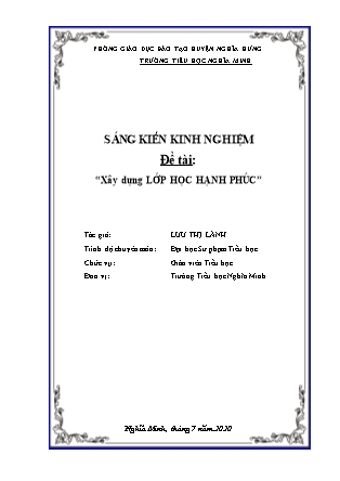 Sáng kiến kinh nghiệm Xây dựng lớp học hạnh phúc