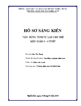 Sáng kiến kinh nghiệm Xây dựng tính tự lập cho trẻ mẫu giao 3-4 tuổi