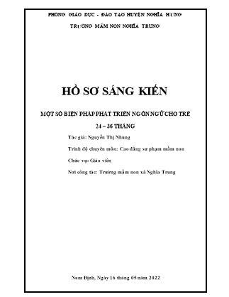 SKKN Biện pháp phát triển ngôn ngữ cho trẻ 24 – 36 tháng