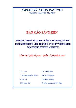 SKKN Bồi dưỡng chuyên môn cho giáo viên trong việc tổ chức các hoạt động giáo dục trong trường Mầm non