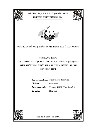 SKKN Hệ thống bài tập hóa học rèn kĩ năng vận dụng kiến thức vào thực tiễn trong chương trình Hóa học THPT