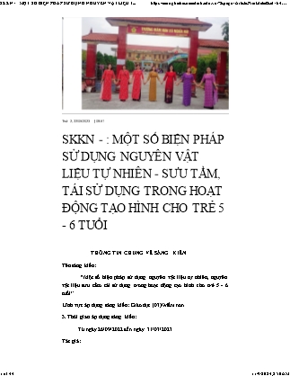 SKKN Một số biện pháp sử dụng nguyên vật liệu tự nhiên. Sưu tầm, tái sử dụng trong hoạt động tạo hình cho trẻ 5-6 tuổi