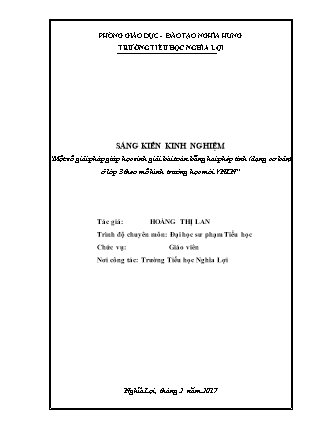 SKKN Một số giải pháp giúp học sinh giải bài toán bằng hai phép tính (dạng cơ bản) ở Lớp 3 theo mô hình trường học mới VNEN