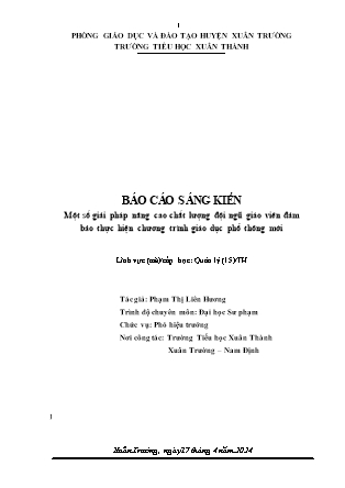 SKKN Một số giải pháp nâng cao chất lượng đội ngũ giáo viên đảm bảo thực hiện chương trình giáo dục phổ thông mới