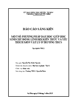 SKKN Một số phương pháp dạy học giúp học sinh chủ động lĩnh hội kiến thức và yêu thích môn Vật lý ở trường THCS