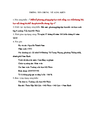 SKKN Một số phương pháp giúp học sinh nâng cao chất lượng khi học nội dung bài thể dục phát triển chung Lớp 4