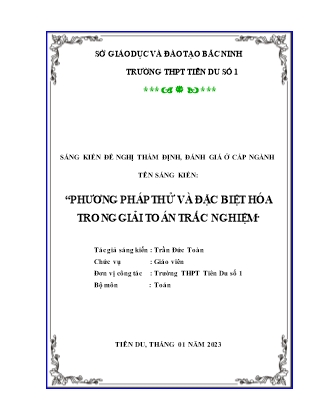 SKKN Phương pháp giải một số dạng bài tập về di truyền liên kết với giới tính