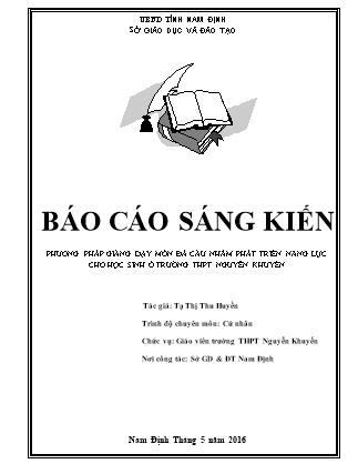 SKKN Phương pháp giảng dạy môn đá cầu nhằm phát triển năng lực cho học sinh ở trường THPT Nguyễn Khuyến