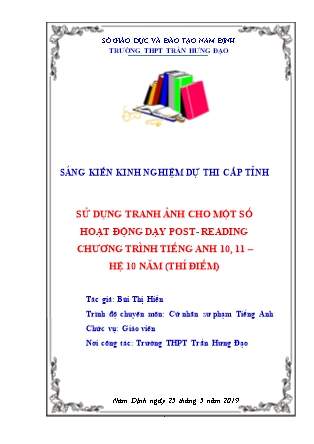 SKKN Sử dụng tranh ảnh cho một hoạt động dạy Post - Reading chương trình Tiếng Anh 10, 11 – Hệ 10 năm (Thí điểm)