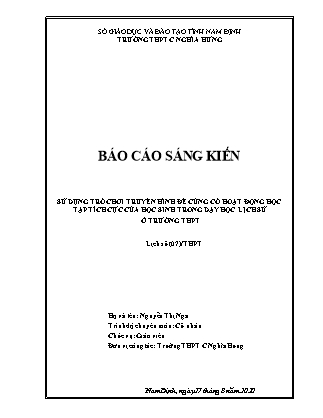 SKKN Sử dụng trò chơi truyền hình để củng cố hoạt động học tập tích cực của học sinh trong dạy học lịch sử ở trường THPT