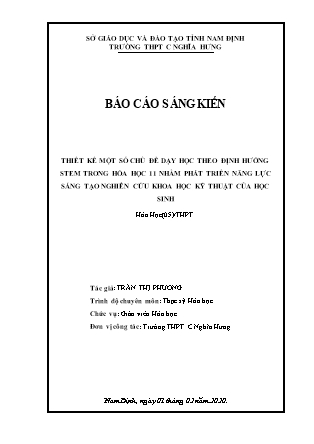 SKKN Thiết kế một số chủ đề dạy học theo định hướng STEM trong Hóa học 11 nhằm phát triển năng lực sáng tạo nghiên cứu khoa học kỹ thuật của học sinh