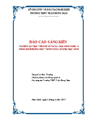 SKKN Tổ chức dạy học theo dự án Bài 56 – Sách giáo khoa Công nghệ 10 nhằm định hướng phát triển năng lực cho học sinh