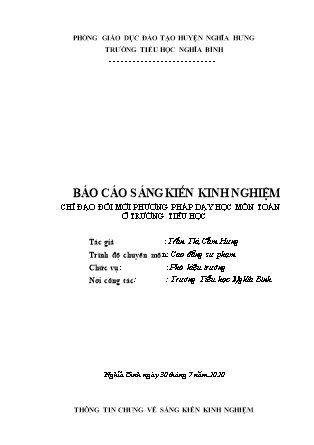 Thông tin Sáng kiến kinh nghiệm Chỉ đạo đổi mới dạy học môn Toán ở trường Tiểu học